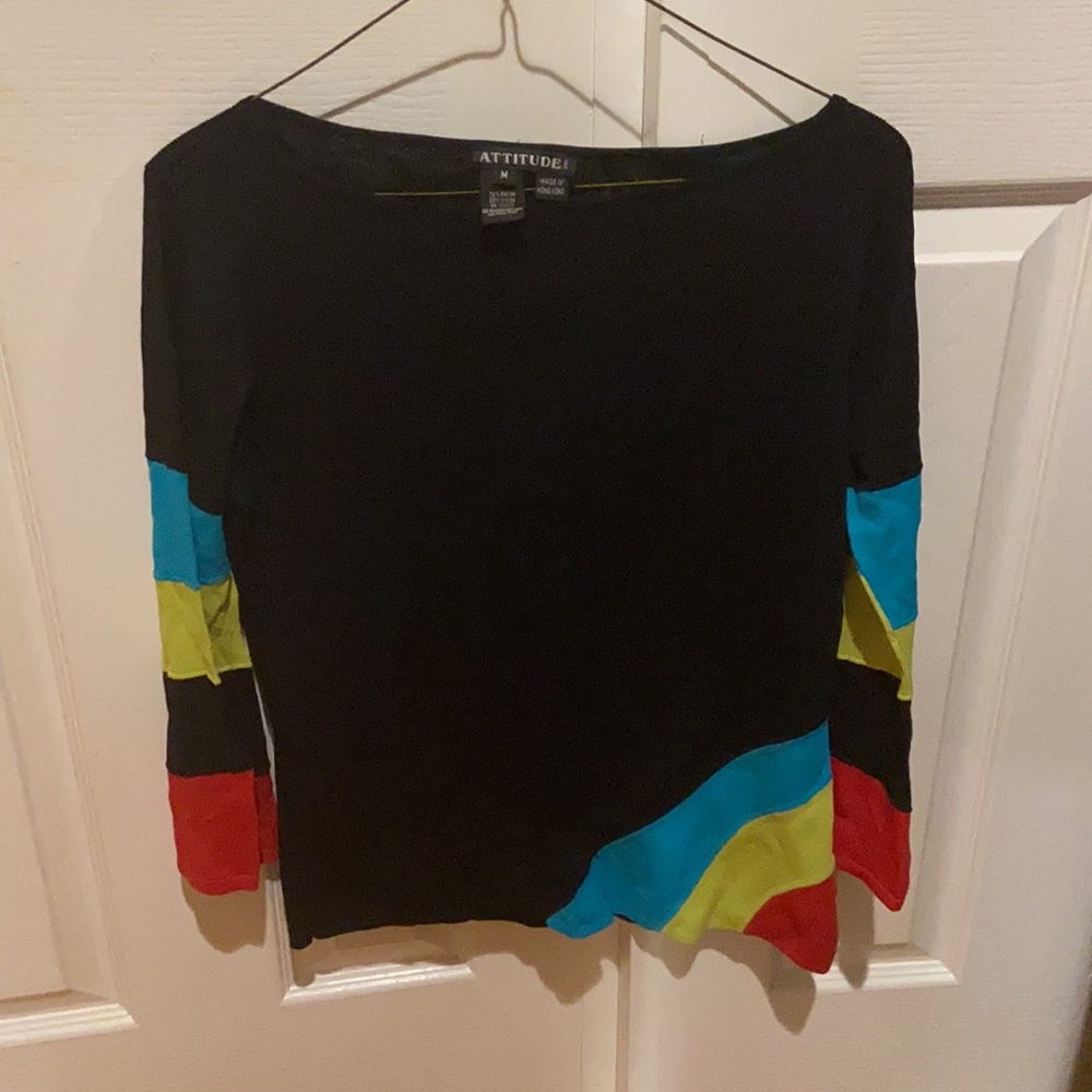 Attitude Women's Black Long-Sleeve Top M